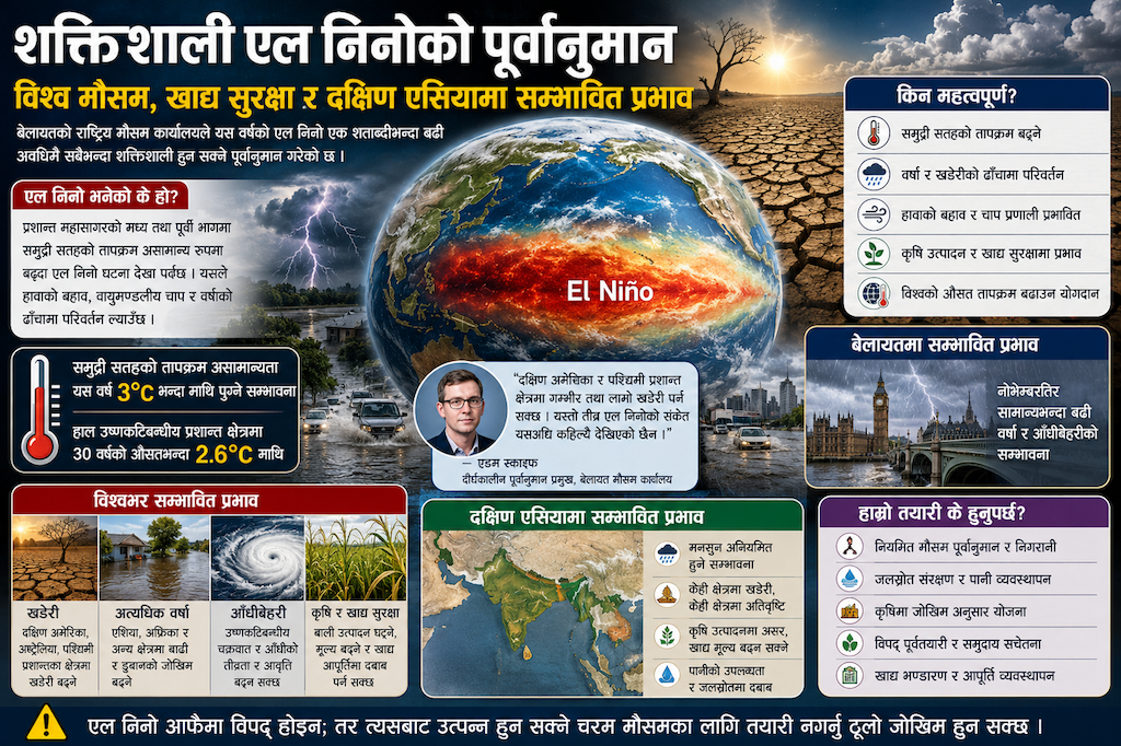 शक्तिशाली एल निनोको पूर्वानुमान : विश्व मौसम, खाद्य सुरक्षा र दक्षिण एसियामा सम्भावित प्रभाव